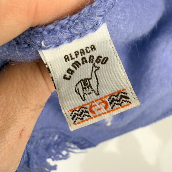ALPACAβ CAMARGO Brushed Alpaca Blend Fringe Peru Periwinkle Blue Scarf 9βx 80β - Picture 5 of 6